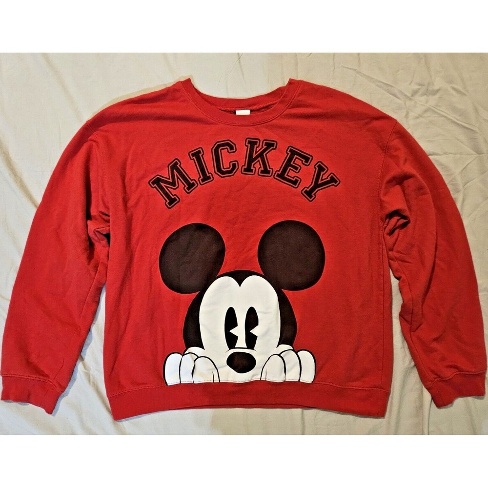Mickey Mouse Shirt Spirit Jersey Look See Red Black Womens Large Disneyana XXL